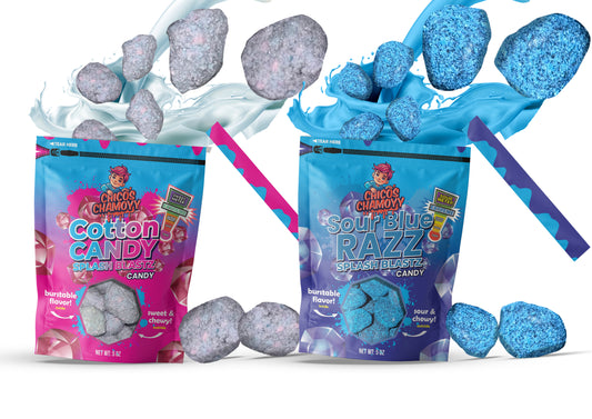 Sour Blue Razz Splash Blastz 5oz Viral Gushers + Cotton Candy Splash Blastz 5oz Viral Gushers | 10oz Bundle